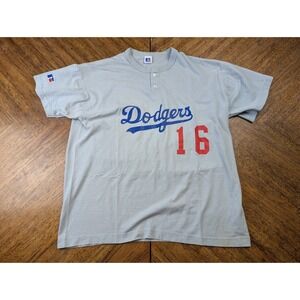 Vintage Los Angeles Dodgers Russell Athletics Henley Shirt Blue Large 🫟 Stained
